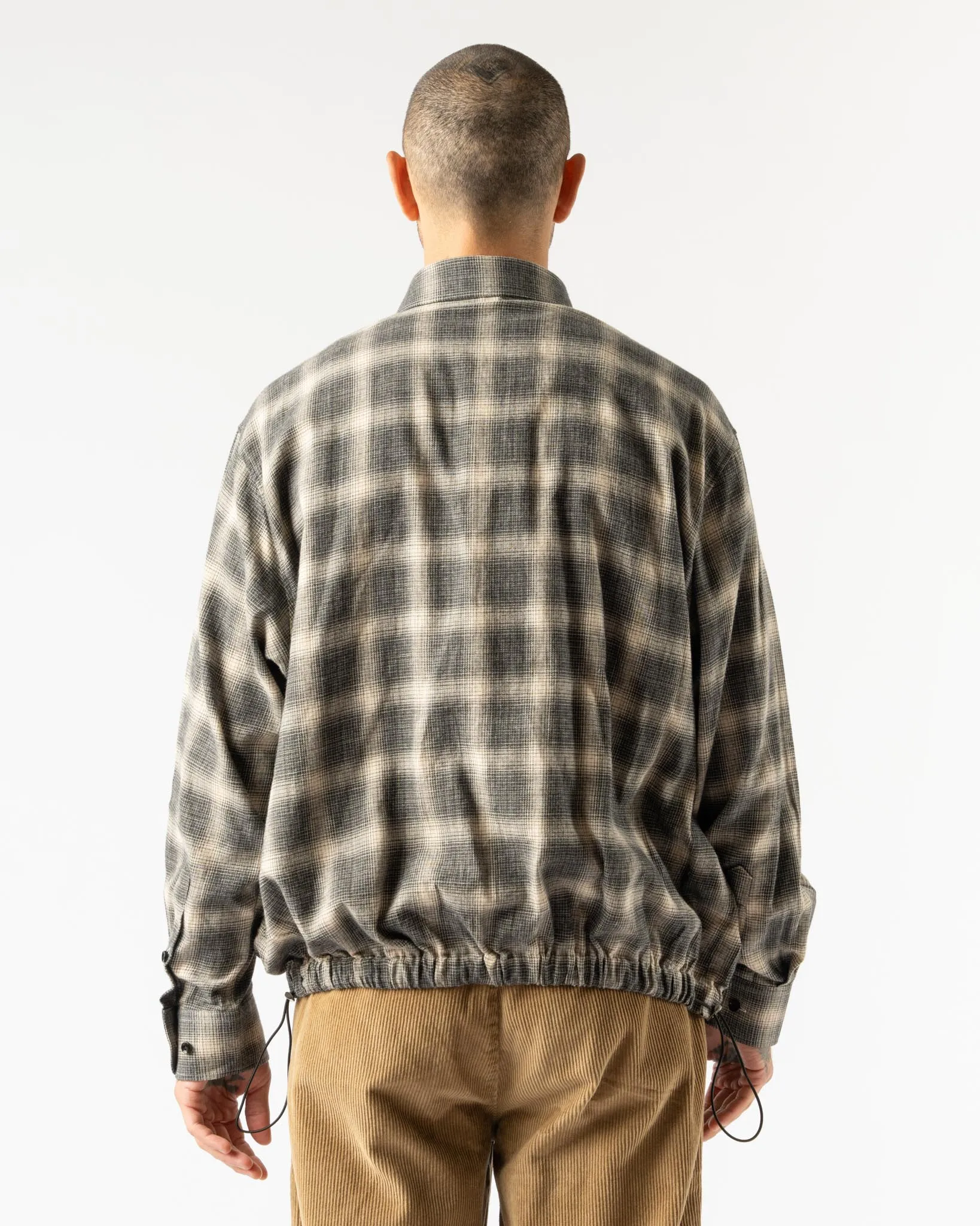 Carter Young Blouson Coaches Jacket in Olive/Smoke Plaid