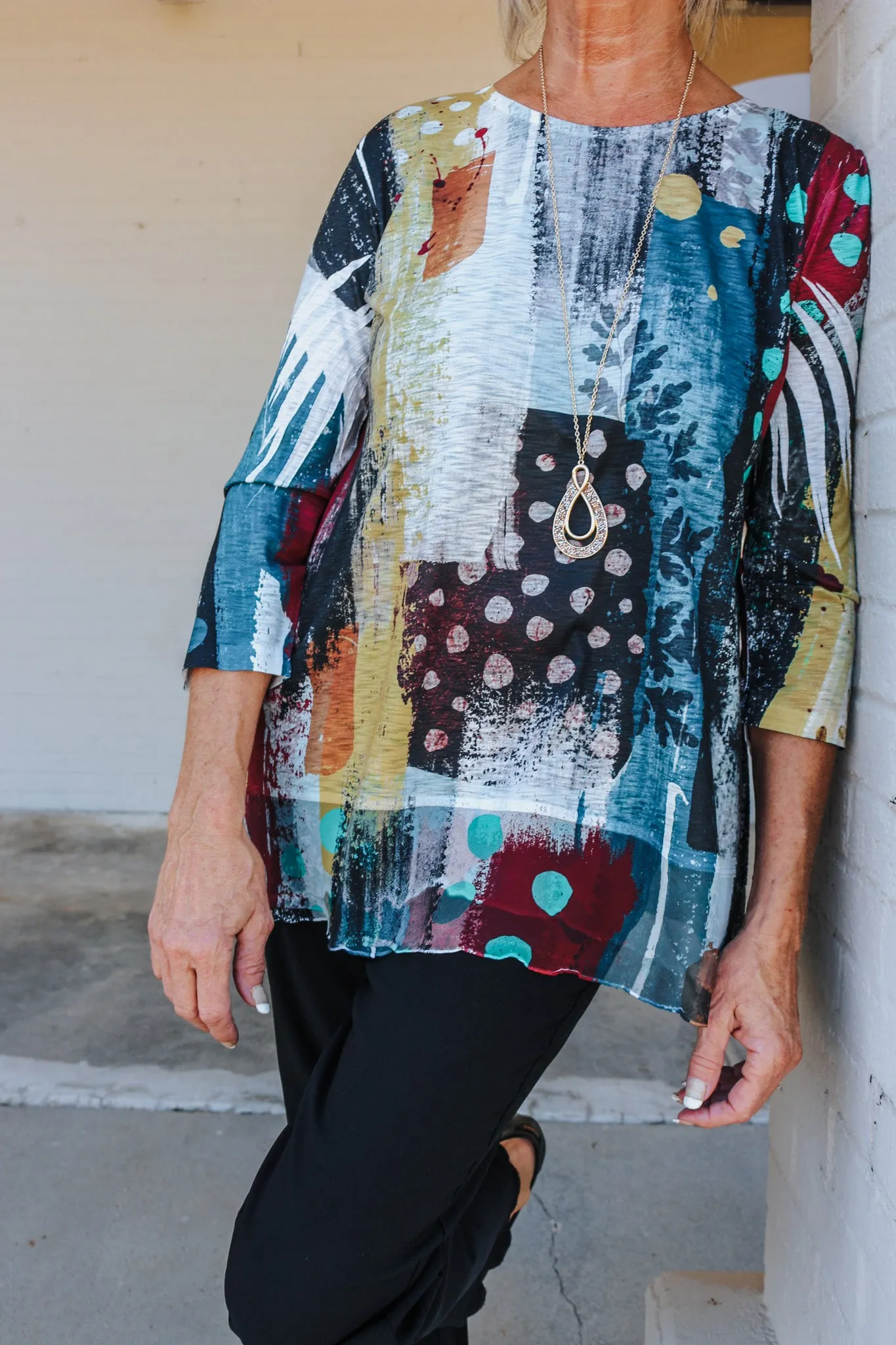 Chiffon Contrast Tunic Top