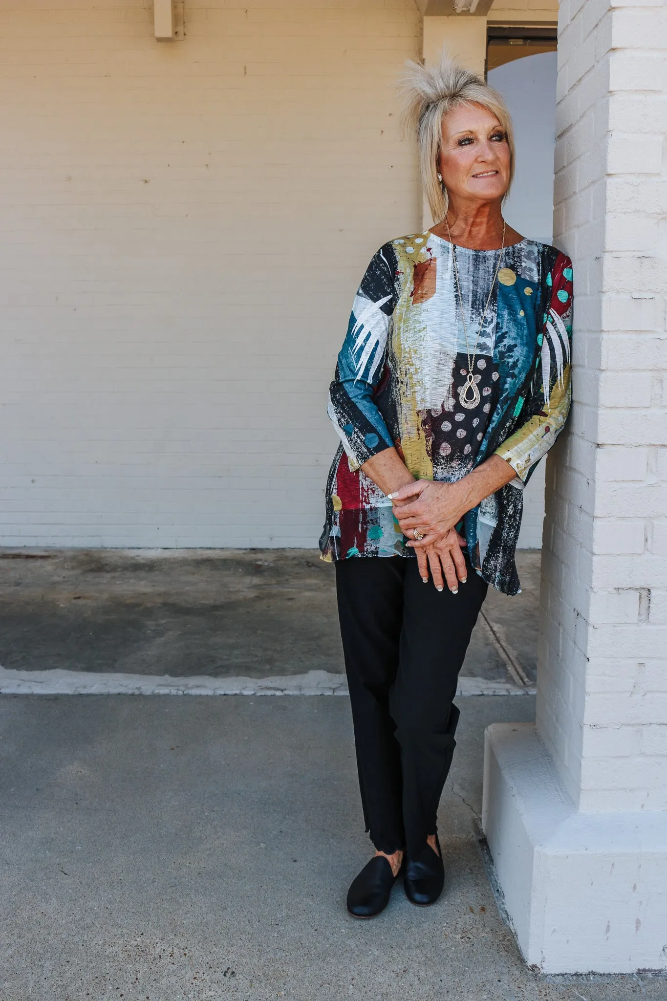 Chiffon Contrast Tunic Top