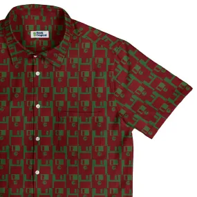 Floppy Disk Red and Green Button Up Shirt