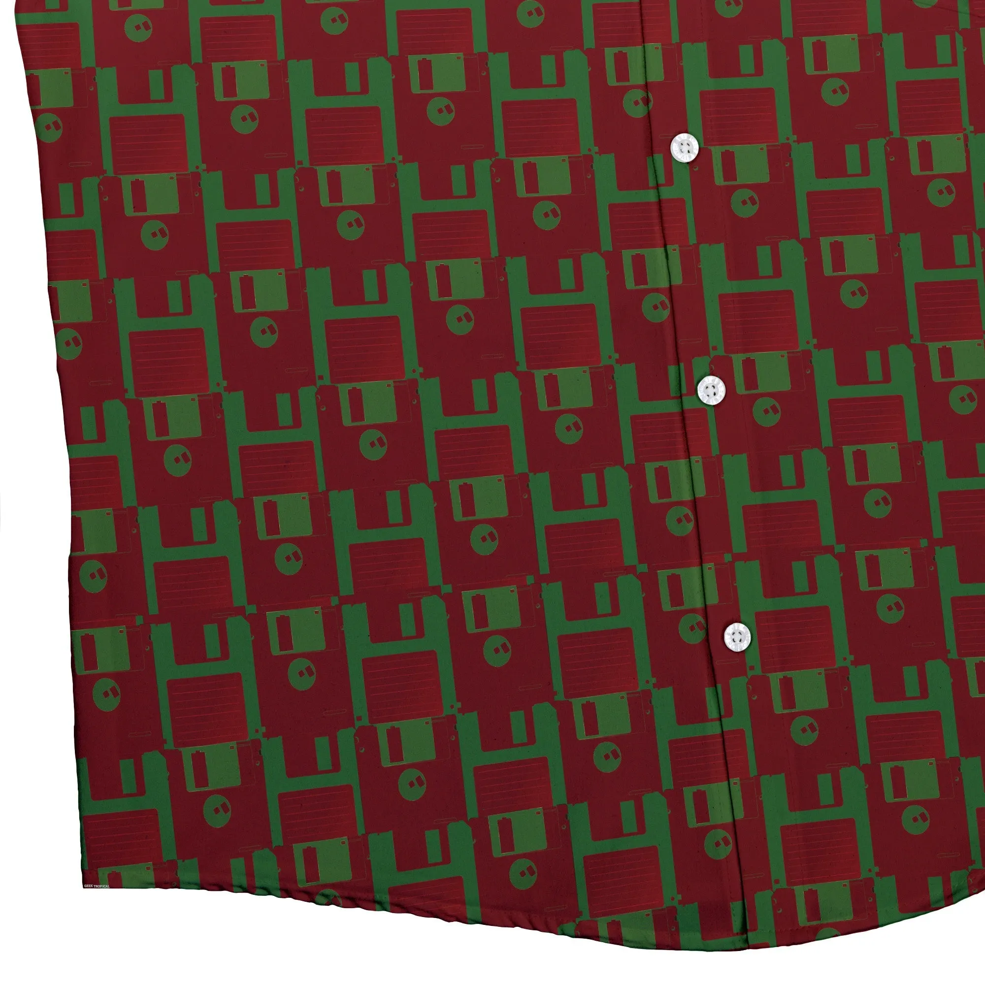Floppy Disk Red and Green Button Up Shirt