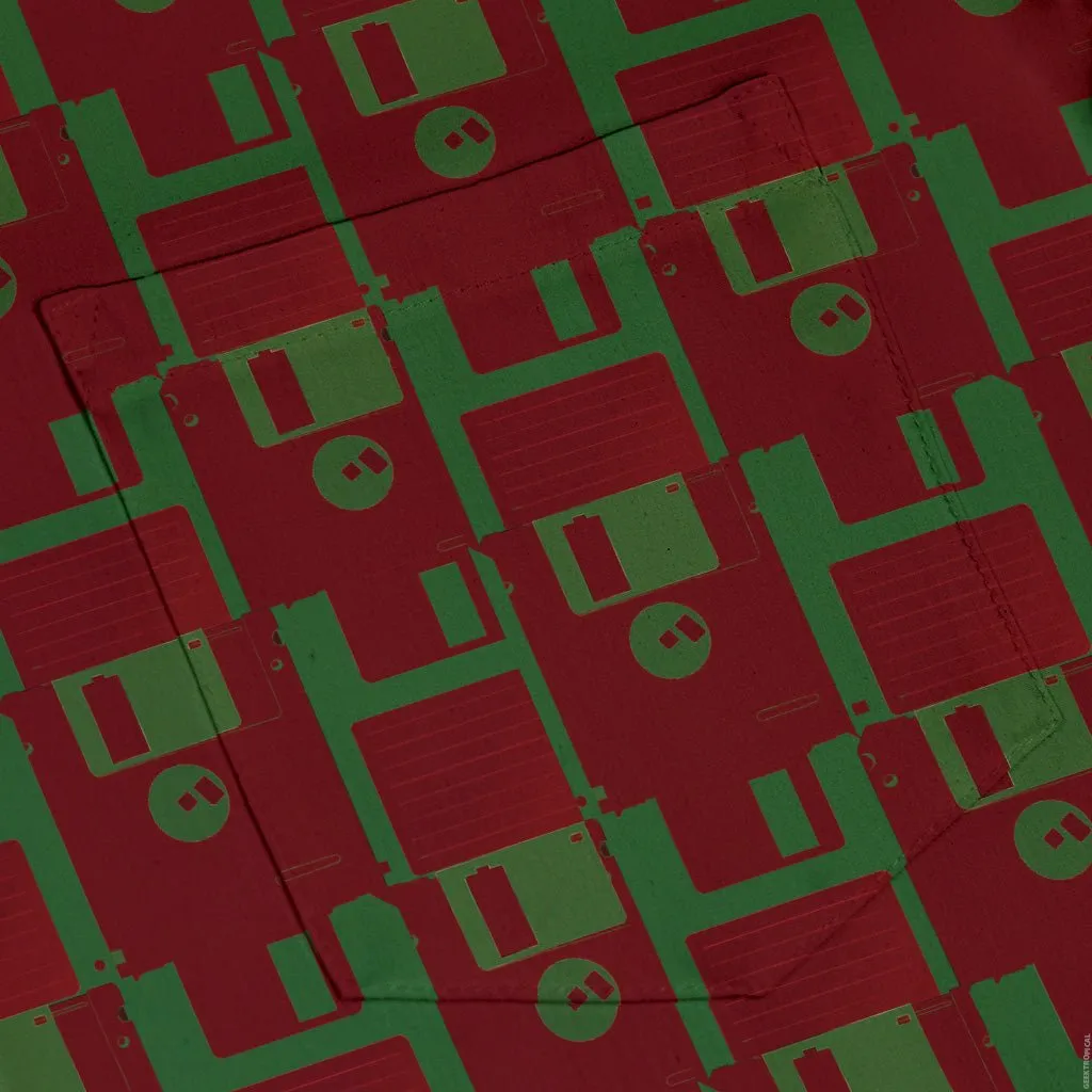 Floppy Disk Red and Green Button Up Shirt