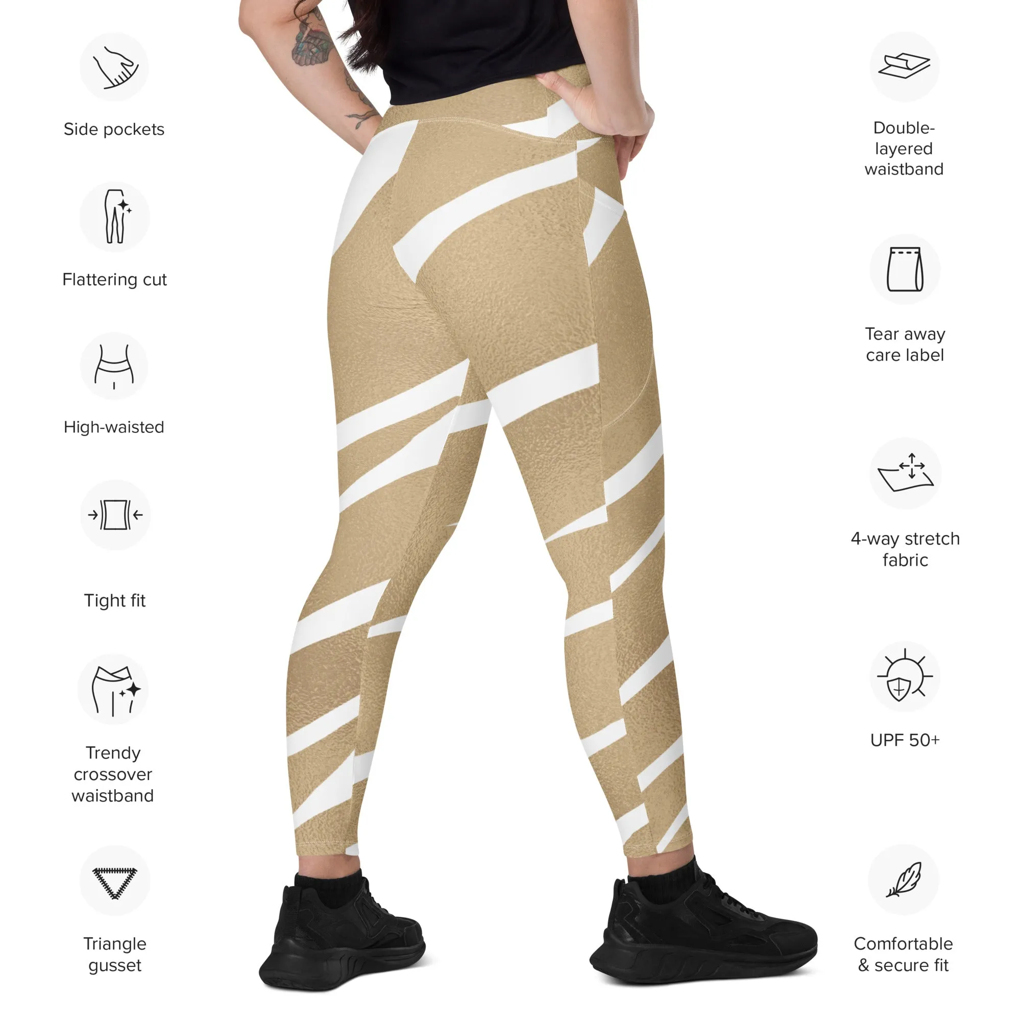 Gold Stripe Leggings with Pockets, lioness-love
