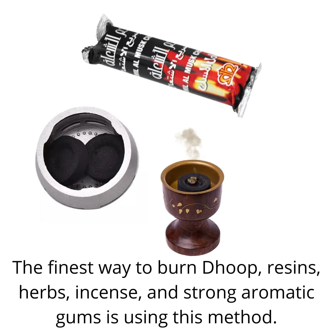 Instant Light Hookah Coals - Magic Charcoal for Hookah Set, Smoking, Incense - 45 Minute Burn, Low Smoke, Flavors Less - Shisha 33mm Coal Disks, 50 Tablets