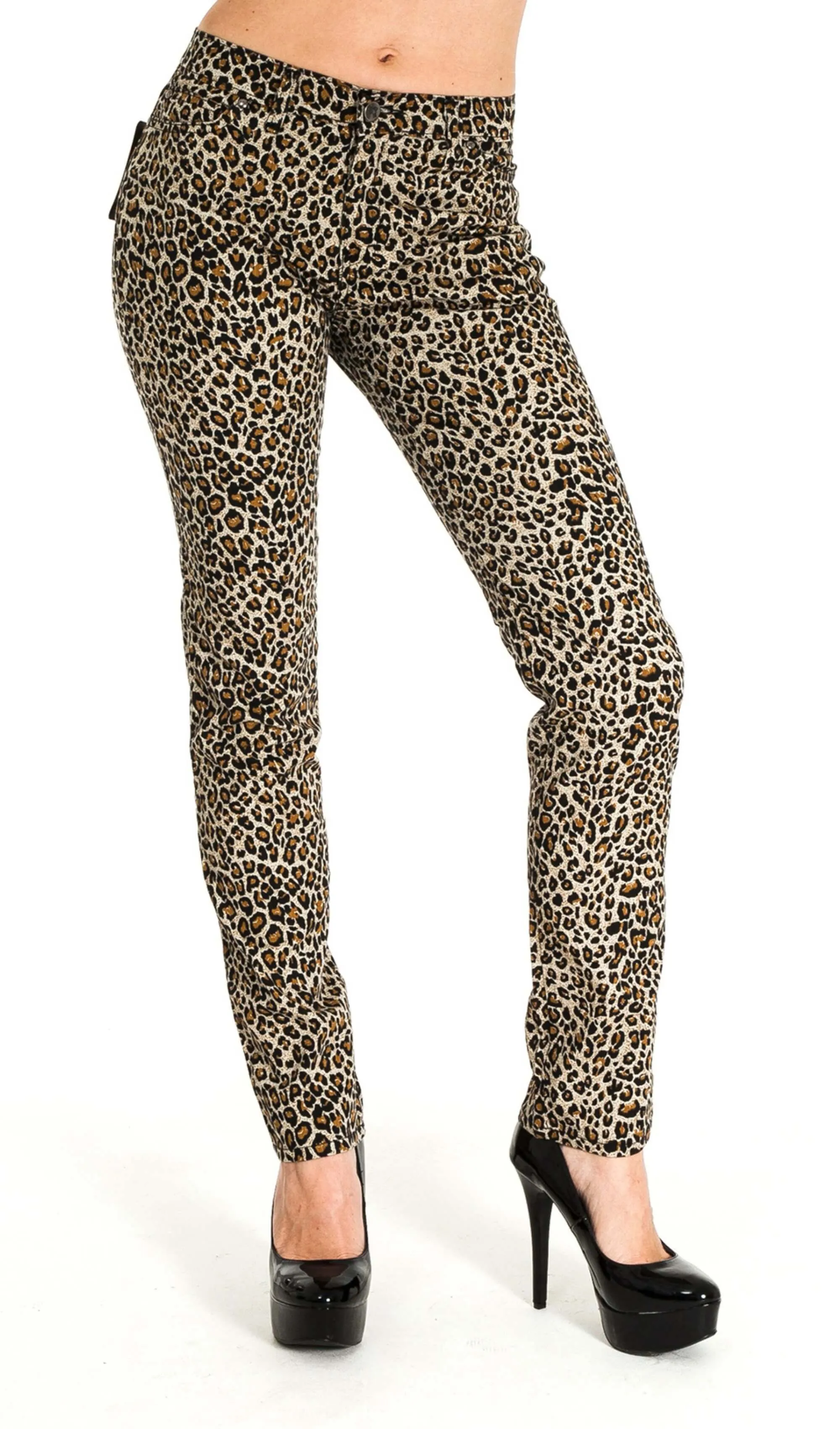 Natural Leopard Stretch Skinny Jeans