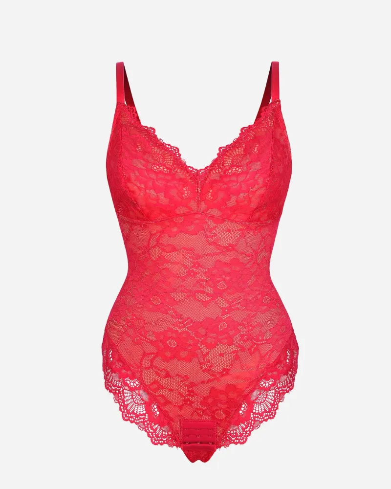 V Neck Sexy Lace Bodysuit Shapewear for Women