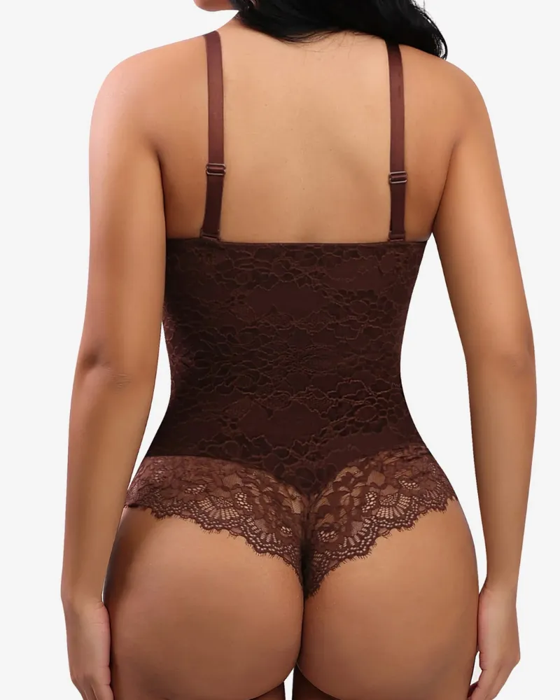 V Neck Sexy Lace Bodysuit Shapewear for Women