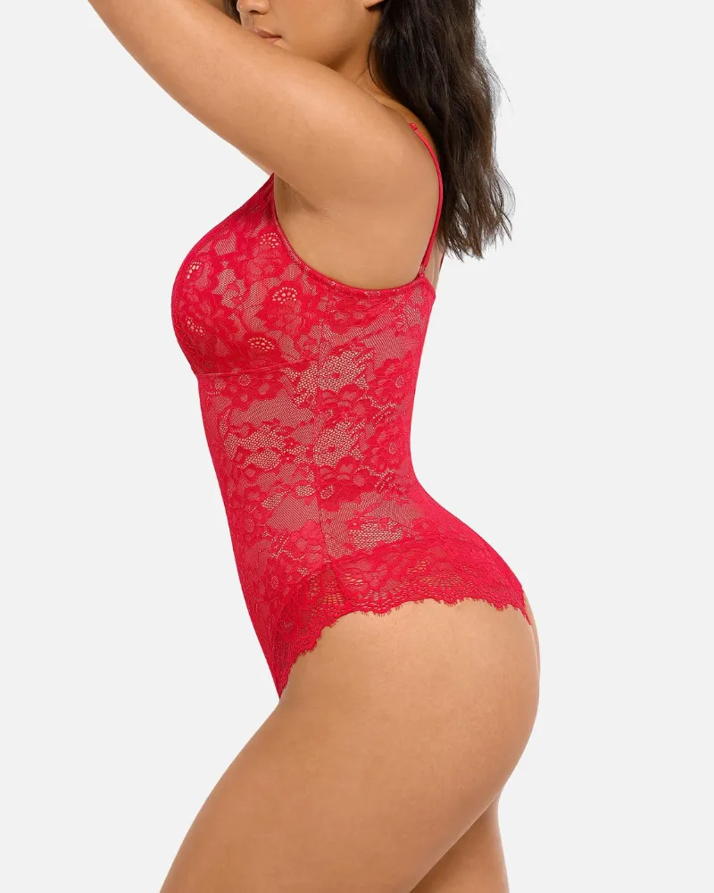 V Neck Sexy Lace Bodysuit Shapewear for Women