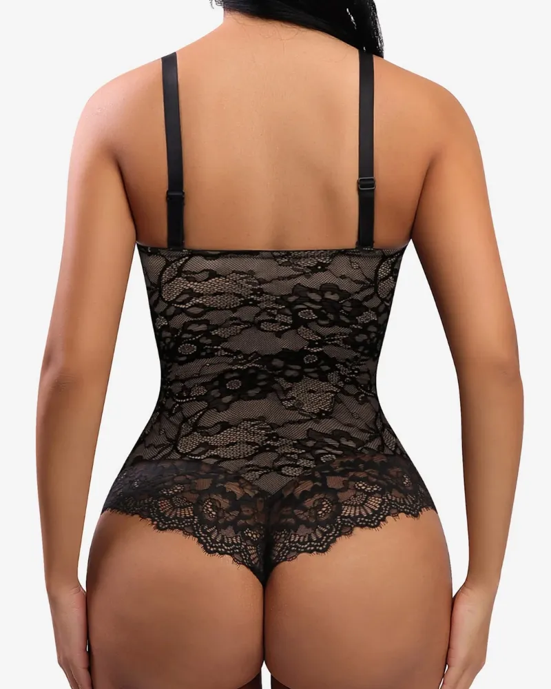 V Neck Sexy Lace Bodysuit Shapewear for Women