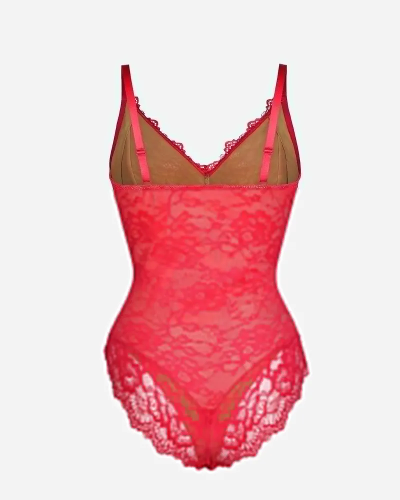 V Neck Sexy Lace Bodysuit Shapewear for Women