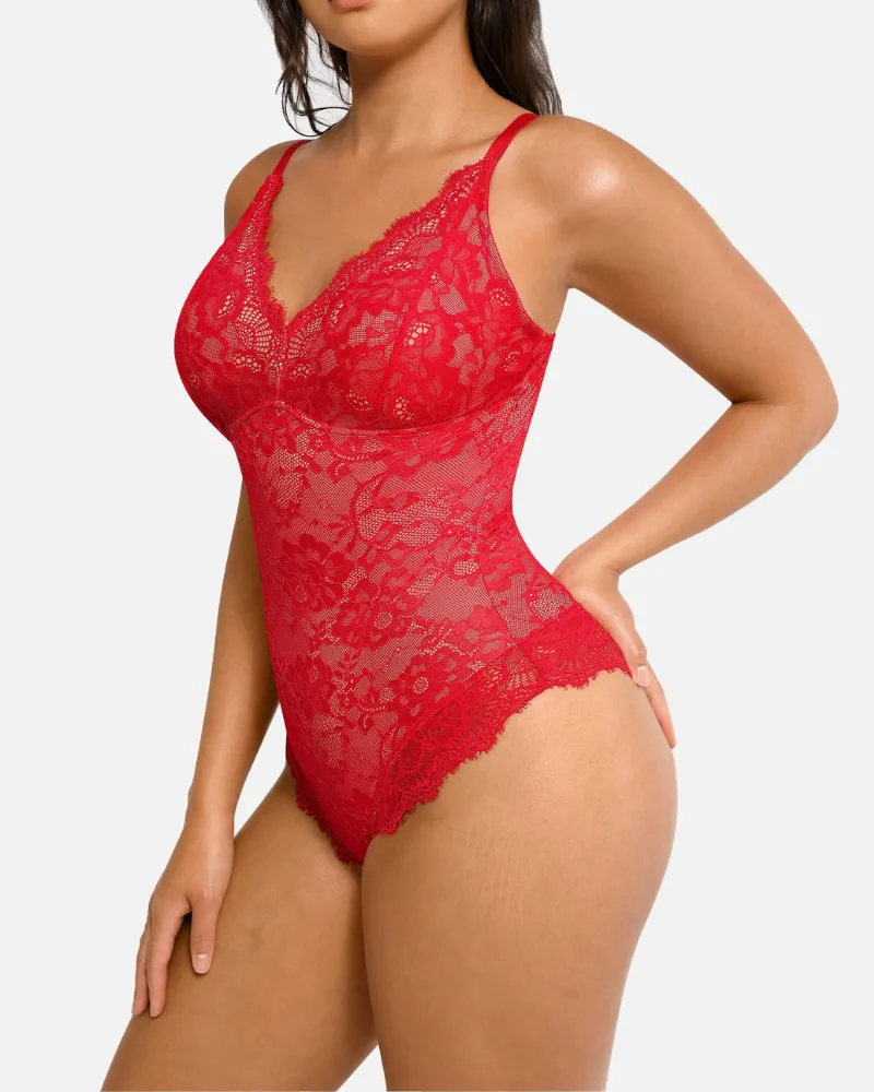 V Neck Sexy Lace Bodysuit Shapewear for Women